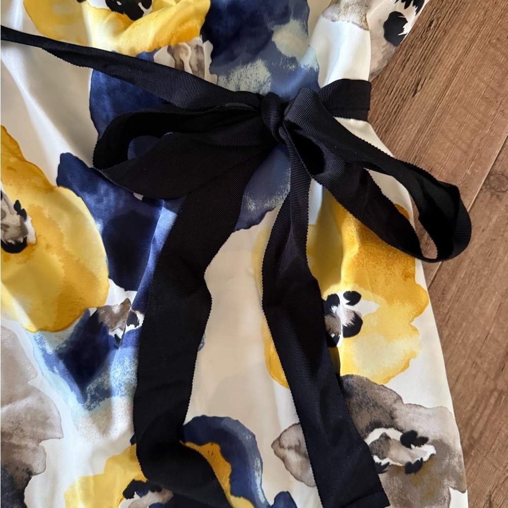 Simply Vera Vera Wang Blue and Yellow Floral Midi Dress - Picture 5 of 7